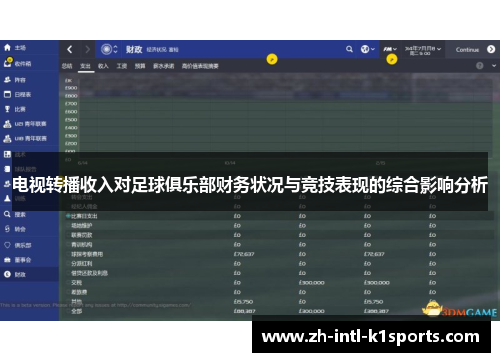 电视转播收入对足球俱乐部财务状况与竞技表现的综合影响分析 电视转播收入对足球俱乐部财务状况与竞技表现的综合影响分析